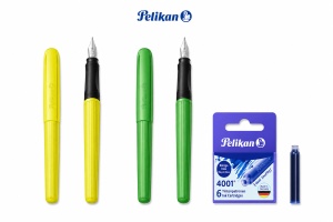 Stilou Happy Pen, culori asortate, penita M, 6 patroane incluse