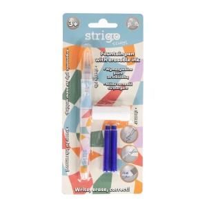 Stilou Strigo cerneală cu ștergere + 2 rezerve + dispozitiv curățare, în blister, Retro