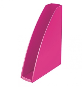 Suport dosare din plastic Leitz WOW A4 75mm, design modern și finisaj lucios.