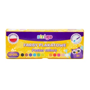 Acuarele guașe Strigo, 12 culori + pensulă