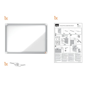 Avizier magnetic NOBO Premium Plus, interior, otel emailat, 4x A4, cu usa si cheie, alb - Img 4