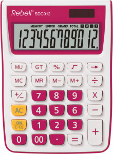 Calculator de birou, 12 digits, 145 x 104 x 26 mm, Rebell SDC 912 - alb/roz
