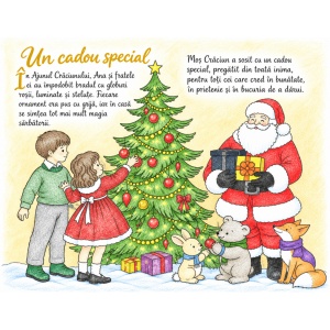 Carte de Crăciun personalizată cu poza și numele copilului – Aventurile de Crăciun, 20 × 20 cm10