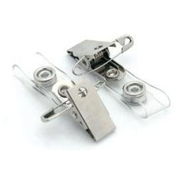 Clips metalic pentru ecuson, tip clema, curelusa de prindere din plastic, capsa metalica,OPUS