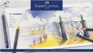 Creioane colorate Faber-Castell Goldfaber, 36 culori, cutie metal
