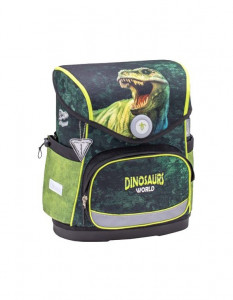 Ghiozdan neechipat Mini, Dimensiune 36x26x16 Cm, Motiv Dinosaur World + Cadou - Img 2