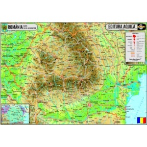Hartă România 50x70 - fizico-geografică/administrativă