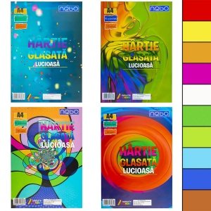 Hârtie glasată lucioasă Nebo, A4, 10 coli/set