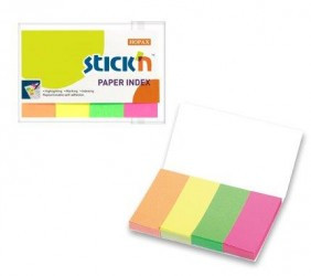 Index carton color Stick"n 4 culori neon, 50x20 mm, 4x50 file/set