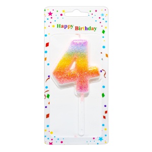 Lumânare aniversară, glitter, pe blister5