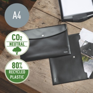 Mapă plastic cu capsă Leitz Recycle, A4, CO₂ neutru, 80% reciclat, negru4