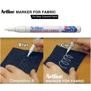 Marker pentru textile, corp metalic, varf rotund 1.2mm - alb, ARTLINE3