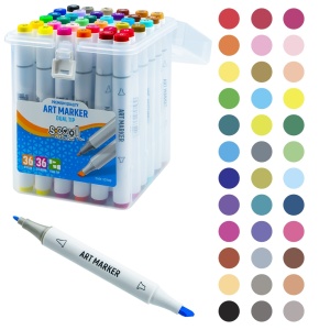Markere cu 2 capete S-COOL, 6mm-3mm, 36 cul/set3