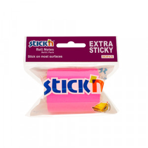 Rezervă notes autoadeziv în rolă Stick"n - magenta neon, pentru dispenser, 50 mm x 10 m2