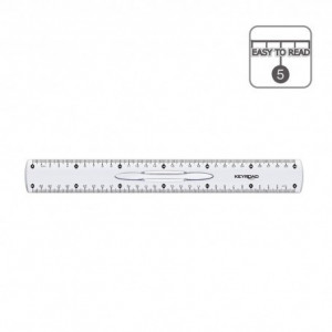 Rigla Keyroad 30cm, plastic, transparent - Img 2