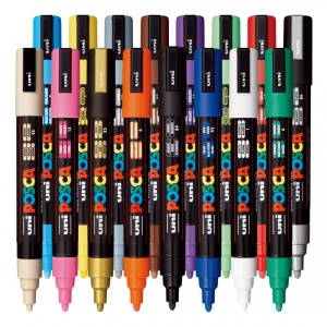 Set 16 culori markere UNI Posca PC-5M, vârf rotund, 1.8-2.5mm5
