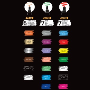 Set 20x Marker UNI Posca POP Colours, cutie metalică (6x PC-1M, 7x PC-3M, 7x PC-5M)4