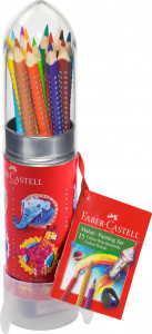 Set cadou Faber Castell Rachetă, 15 creioane colorate Grip+ascuțitoare