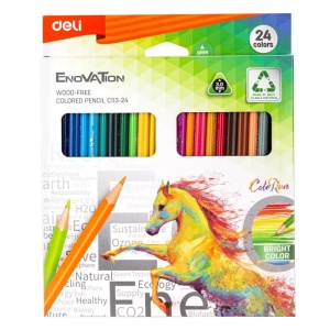 Set creioane colorate plastic Deli, 24 culori