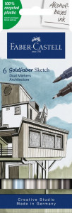 Set sketch markere 2 capete Faber-castell architect goldfaber, 6 buc/set 