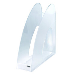 Suport vertical plastic HAN Twin pentru cataloage A4/C4, ideal pentru arhivare și organizare documente.