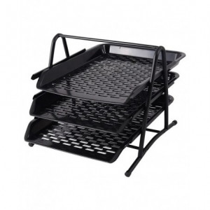 Tăviță documente ARK, A4, 3 nivele plastic cadru metalic, negru