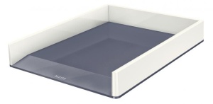 Tăviță documente Leitz WOW A4 C4 suprapozabilă, design dual-color, ideală pentru organizarea documentelor.