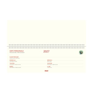Agendă săptămânală cu spiră metalică colorată Ego Bref, 30 x 10 cm2