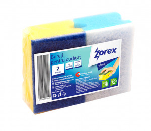Bureți cu canelură Zorex Clasic, fibră abrazivă normal și teflon, 2 bucăți/set