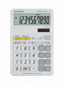 Calculator de birou, 10 digits, 149 x 100 x 27 mm, dual power, SHARP EL-M332BBL, gri/alb
