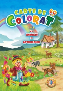 Carte de colorat Jumbo A4 80 pagini - Animale si abtibilduri Volumul 3