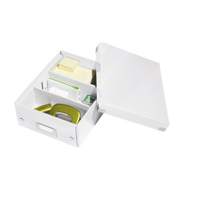 Cutie organizare Leitz Click & Store Mica, sistem de compartimentare, suport etichetă, design modern