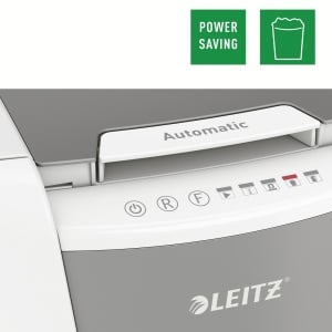 Distrugator documente automat Leitz IQ Office, P4, cross-cut (confeti), 150coli, cos 44l, alb-gri9