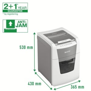 Distrugator documente automat Leitz IQ Small Office, P5, micro-cut, 100coli, cos 34l, alb-gri10