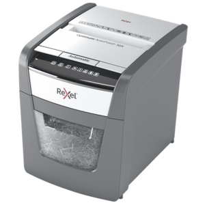 Distrugător documente automat Rexel Optimum 50X, P4, cross-cut (confeti), 50 coli, coș 20l, negru-g2