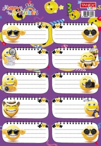 Etichete școlare Tanex Smileys, 30 etichete/set