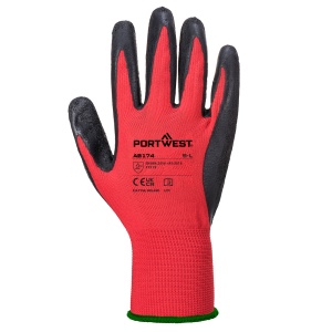 Mănuși de protecție Portwest AB174 CRINKLE, impregnate în latex, Rosu/Negru (Set 12 perechi)2