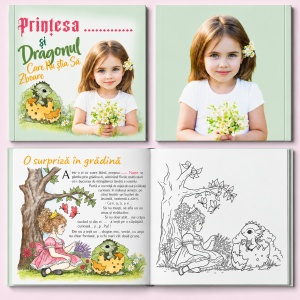 Prințesa și Dragonul care nu știa să zboare |O poveste cu numele ei – Carte personalizată cu fotografie