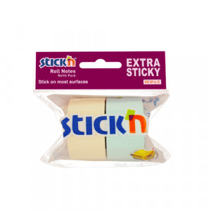 Rezervă notes autoadeziv în rolă Stick"n-2 culori pastel, pentru dispenser, 25 mm x 10 m, 2 buc/set3