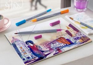Set markere solubile 2 capete Faber-castell goldfaber, 12 buc/set  3