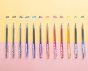 Set 12 pixuri cu gel Deli Indelight, cu mecanism, 0.5 mm, diverse culori3