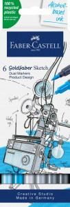 Set 6 markere 2 capete Faber-castell Goldfaber Design Sketch