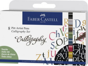 Set 8 buc marker caligrafic Faber-Castell Pitt Artist Pen 