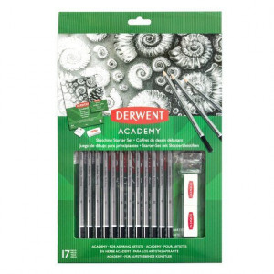 Set creioane grafit pentru începători Derwent academy 6b-5h, 17 buc