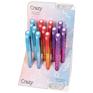 Stilou Cresco Crazy Grafix, peniță iridium, alimentare rezerve, corp plastic diverse culori2