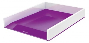Tăviță documente Leitz WOW A4 C4 suprapozabilă, design dual-color, ideală pentru organizarea documentelor.