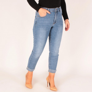Blugi conici, MOM FIT, albastru, Viviana 107 - Img 2