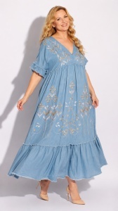Rochie Baby Doll, Brodata, din Bumbac, Bust maxim 126 cm.