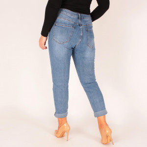Blugi conici, MOM FIT, albastru, Viviana 107 - Img 4