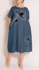 Rochie din Denim, cu paiete negre, bust 122 cm.